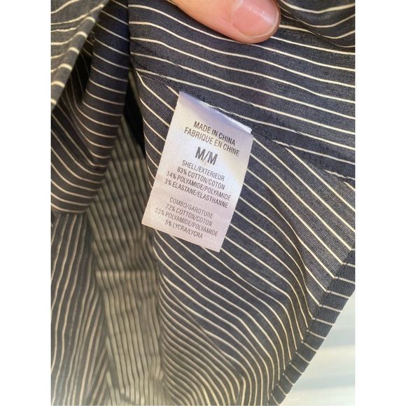 Theory Adele C Chopstick Black White Stripe Polo Cotton Blouse, Size Medium - Picture 3 of 8